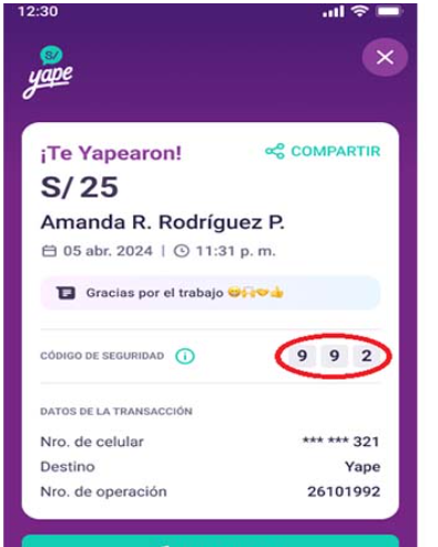 Ejemplo código Yape